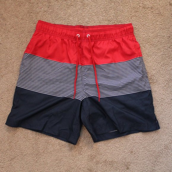 Swim Mens Red White And Blue Swim Trunks Poshmark